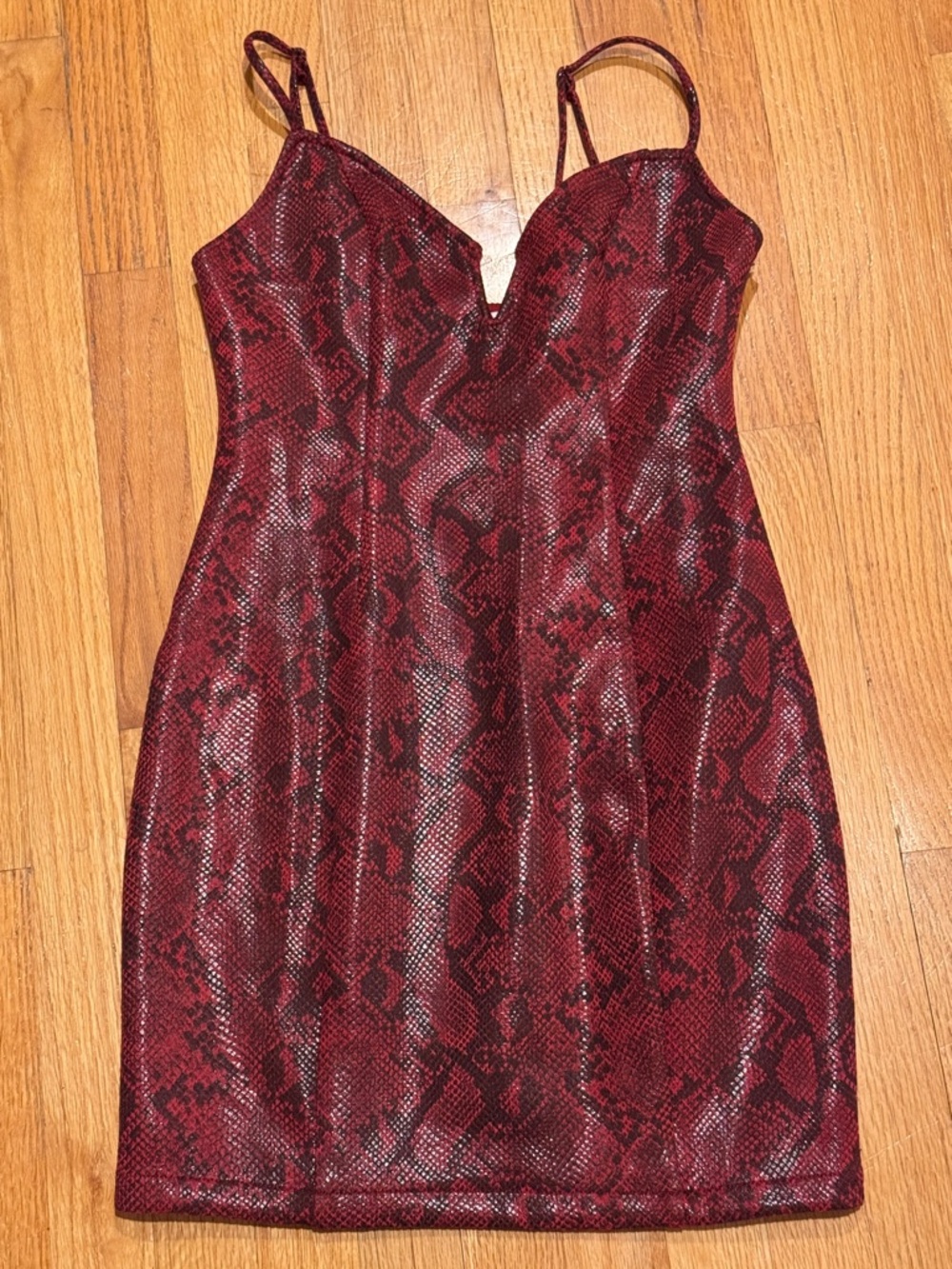 ASTR The Label Come Slither Snake Print Mini Dress Size Small Ruby Python